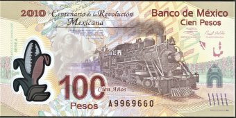 Банкнота Мексика 100 песо 2007 года. P.128 UNC "A-A" - Банкнота Мексика 100 песо 2007 года. P.128 UNC "A-A"