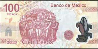 Банкнота Мексика 100 песо 2007 года. P.128 UNC "A-A" - Банкнота Мексика 100 песо 2007 года. P.128 UNC "A-A"