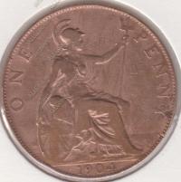 15-178 Великобритания 1 пенни 1904г. Бронза
