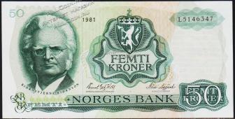 Норвегия 50 крон 1981г. P.37d(6) - UNC - Норвегия 50 крон 1981г. P.37d(6) - UNC