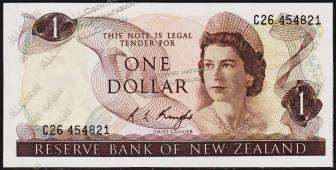 Новая Зеландия 1 доллар 1975-77г. P.163с - UNC - Новая Зеландия 1 доллар 1975-77г. P.163с - UNC