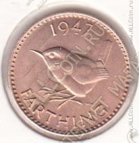 31-24 Великобритания 1 фартинг 1947г. КМ # 843 бронза 2,8гр 20мм