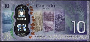 Канада 10 долларов 2017г. P.NEW - UNC  - Канада 10 долларов 2017г. P.NEW - UNC 