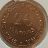 #15-134 Мозамбик 20 центаво 1950г.Бронза. UNC