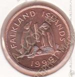 35-155 Фолклендские Острова 1 пенни 1998г. КМ#2а сталь покрытая медью 3,56гр. 20,32мм
