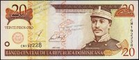 Банкнота Доминикана 20 песо 2001 года. P.169а - UNC