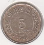 4-28 Штат Северное Борнео 5 центов 1940г.