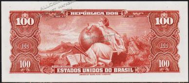 Бразилия 100 крузейро 1955-59г. P.153а - UNC - Бразилия 100 крузейро 1955-59г. P.153а - UNC