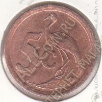 10-101 Южная Африка 5 центов 1992г. КМ # 134 сталь с медным покрытием 4,5гр. 21мм