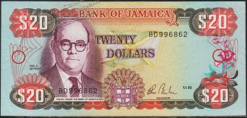 Ямайка 20 долларов 1985г. P.72а - UNC- - Ямайка 20 долларов 1985г. P.72а - UNC-