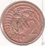 26-106 Новая Зеландия 2 цента 1974г. KM# 32.1 бронза 4,14гр 21,08мм