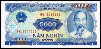 Вьетнам 5000 донгов 1991(93г.) Р.108 UNC - Вьетнам 5000 донгов 1991(93г.) Р.108 UNC