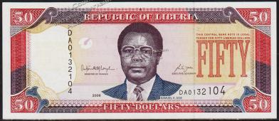 Либерия 50 долларов 2006г. P.29с - UNC - Либерия 50 долларов 2006г. P.29с - UNC