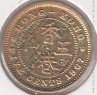 19-54 Гонконг 5 центов 1967г. KM# 29.1 никель-латунь 16,5мм
