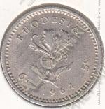 27-72 Родезия  6 пенсов=5 центов 1964г. КМ# 1 медно-никелевая 19,5мм