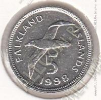35-157 Фолклендские Острова 5 пенсов 1998г. КМ # 4.2 медно-никелевая 5,25гр. 18мм
