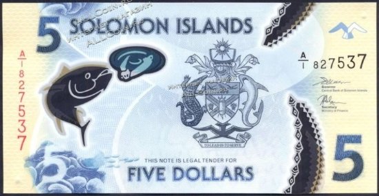 Банкнота Соломоновы острова 5 долларов 2019 года. P.NEW - UNC Полимерная.