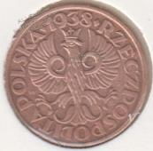 25-12 Польша 1 грош 1938г.  - 25-12 Польша 1 грош 1938г. 