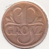 25-12 Польша 1 грош 1938г.  - 25-12 Польша 1 грош 1938г. 