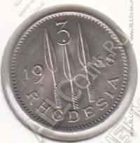 23-167 Родезия  3 пенса=2-1/2 цента 1968г. КМ# 8 UNC медно-никелевая 6,5гр. 27мм