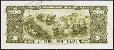 Банкнота Бразилия 200 крузейро 1964 года. P.171в - UNC - Банкнота Бразилия 200 крузейро 1964 года. P.171в - UNC