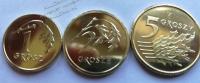 Польша набор 3 монеты 1,2,5 грошей 2017г. UNC (арт147)