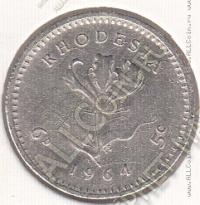 27-73 Родезия  6 пенсов=5 центов 1964г. КМ# 1 медно-никелевая 19,5мм