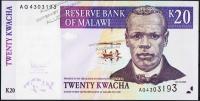 Банкнота Малави 20 квача 2006 года. P.52в - UNC