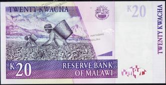 Банкнота Малави 20 квача 2006 года. P.52в - UNC - Банкнота Малави 20 квача 2006 года. P.52в - UNC