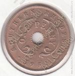 9-154 Южная Родезия 1 пенни 1951г. КМ #25 бронза