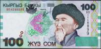Банкнота Киргизия 100 сом 2002 года. P.21 UNC "BD"
