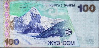 Банкнота Киргизия 100 сом 2002 года. P.21 UNC "BD" - Банкнота Киргизия 100 сом 2002 года. P.21 UNC "BD"