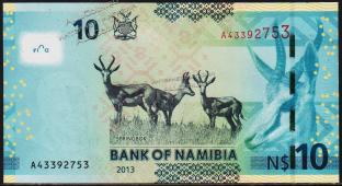 Намибия 10 долларов 2013г. P.11в - UNC - Намибия 10 долларов 2013г. P.11в - UNC