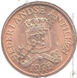 5-131 Нидерландские Антилы 2-1/2 цента 1975г. UNC Бронза	