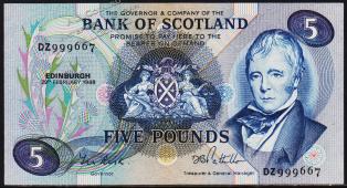 Шотландия 5 фунтов 1988г. P.112f(4) - UNC - Шотландия 5 фунтов 1988г. P.112f(4) - UNC