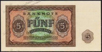  Банкнота ГДР (Германия) 5 марок 1948 года. P.11в - UNC  -  Банкнота ГДР (Германия) 5 марок 1948 года. P.11в - UNC 
