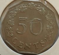 #22-45 Мальта  50 центов 1972г. Медь Никель.XF+