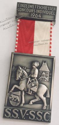 #378 Швейцария спорт Медаль Знаки. Стрелковый индивидуальный конкурс. 1964 год.