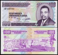 Бурунди 100 франков 2001г. P.37c - UNC