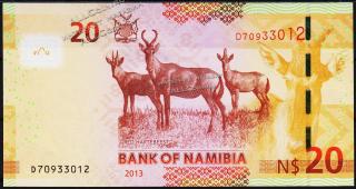 Намибия 20 долларов 2013г. P.12в - UNC - Намибия 20 долларов 2013г. P.12в - UNC