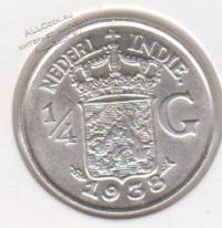 38-40 Нидерландская Индия 1/4 гульдена 1938г. UNC серебро