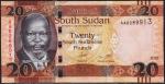 Южный Судан 20 фунтов 2015г. P.NEW - UNC