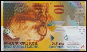 Швейцария 10 франков 2000г. P.67а(70) - UNC - Швейцария 10 франков 2000г. P.67а(70) - UNC