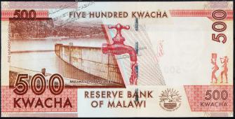 Банкнота Малави 500 квача 2014 года. P.66 UNC - Банкнота Малави 500 квача 2014 года. P.66 UNC