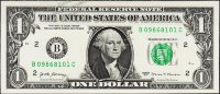Банкнота США 1 доллар 2017 года. UNC "B" B-C