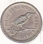  5-133	Новая Зеландия 6 пенсов 1960г. КМ # 26,2 медно-никелевая 2,83гр. 19,3мм