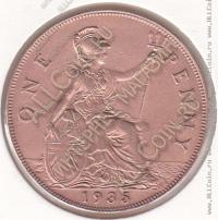34-105 Великобритания 1 пенни 1935г. КМ # 838 Бронза 9,4гр. 31мм