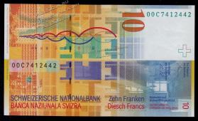 Швейцария 10 франков 2000г. P.67а(71) - UNC - Швейцария 10 франков 2000г. P.67а(71) - UNC