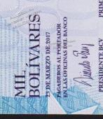 Банкнота Венесуэла 1000 боливаров 23.03.2017 года. P.95в - UNC - Банкнота Венесуэла 1000 боливаров 23.03.2017 года. P.95в - UNC