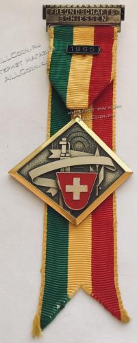 #250 Швейцария спорт Медаль Знаки. Дружественные стрельбы. 1965 год.